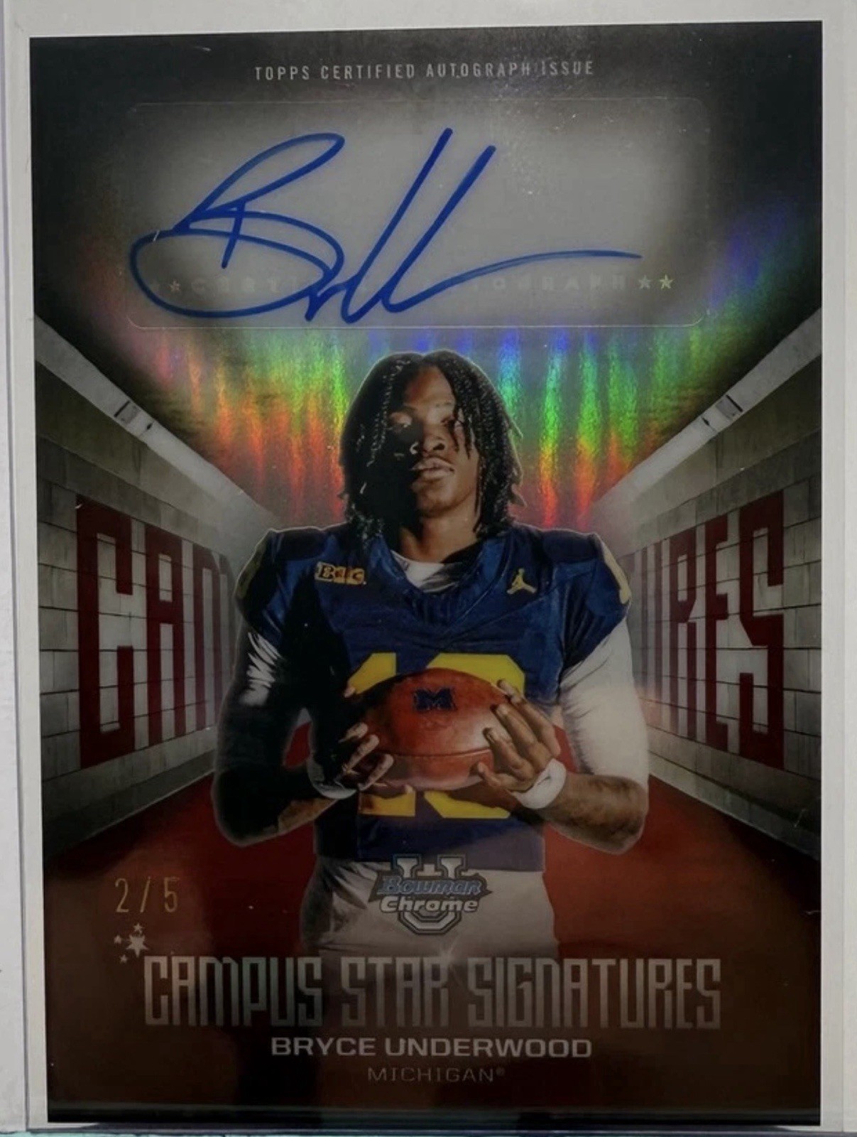 🔥🔥BRYCE UNDERWOOD🔥🔥2025 Bowman Chrome U Campus Star Signature🔥Red /5🔥📈💥