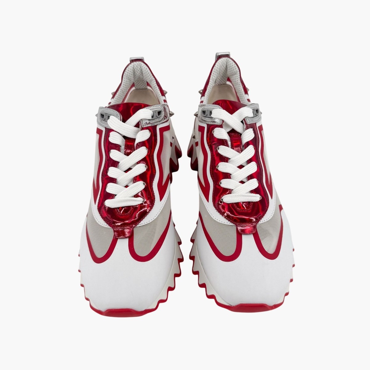 Christian Louboutin Sharkina White Mesh Red Sneakers Size 41 US 11
