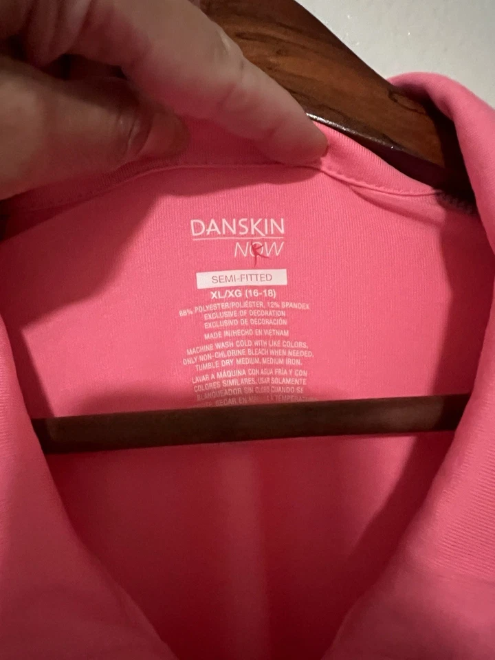 Куртка активная Danskin Now Dri-More розовая на молнии спереди XL 16-18 отверстия для пальцев - Изображение 2 из 4