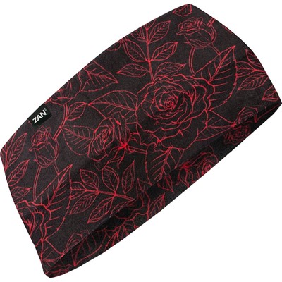 Zan SportFlex  Headband - Black and Red Roses HBL206