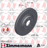 2X Bremsscheibe Sport Z Zimmermann 370.4405.52 FüR Mazda CX KF GJ GL AWD