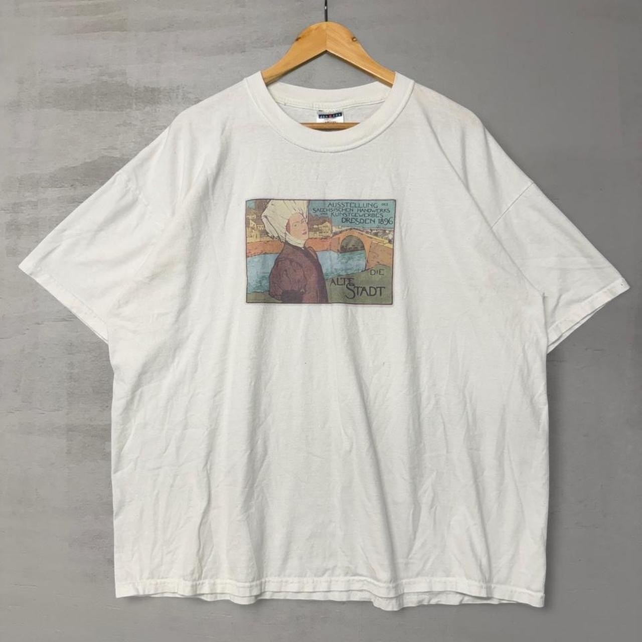 Vintage 90s Otto Fischer Die Alte Stadt 1897 Lithograph Art Tee Shirt RARE 2XL