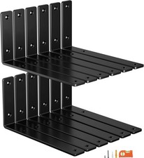 12-Pack 8 Inch Heavy Duty Shelf Brackets, Black Powder Coated Steel
