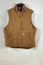 Carhartt Men's Brown Sandstone Mock Neck Sherpa Lined Duck Vest Sz L