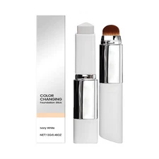 Color Changing Foundation & Concealer Stick with Brush - Lightweight & Brighteni