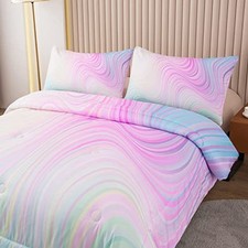 Tie Dye Marbling Comforter Set - Colorful Marble Teen Girl Twin Marbling Xk7