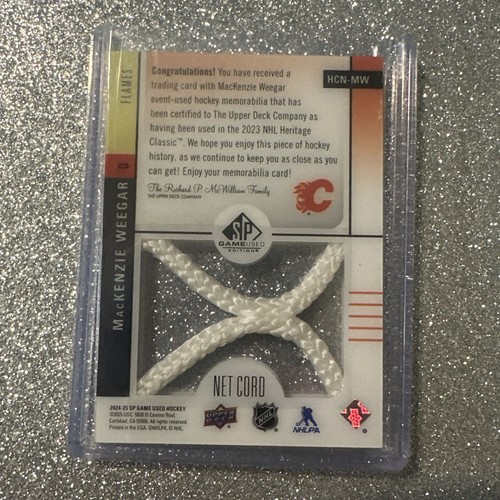 MACKENZIE WEEGAR /35 2024-25 Upper Deck SP Game Used NET CORDS HCN-MW Calgary - Picture 6 of 6