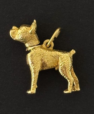 14k Massiv Gold Vintage Squivel Gelenk Boxer Hund Charm Anhänger 3,80 Gramm