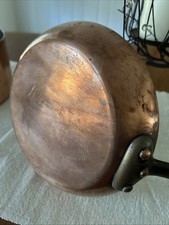 HOAN VINTAGE FRENCH COPPER SAUCE PAN TIN LINED BRASS HANDLE FRANCE 8”