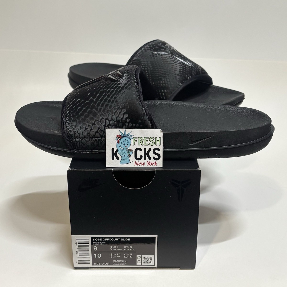 Nike Kobe Offcourt Slide Black Size 9 Men's (UK8/EUR42.5) New