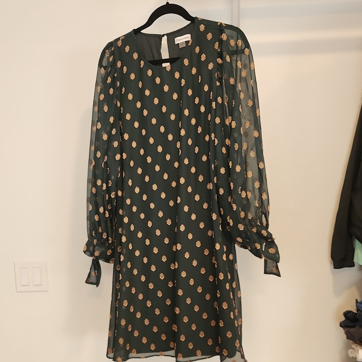 calvin klein embroidered a-line dress black vintage maxi dress- floral organic cotton print