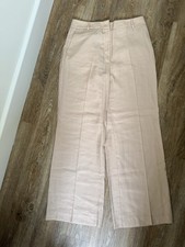 New H M beige wide-leg trousers, size 10.