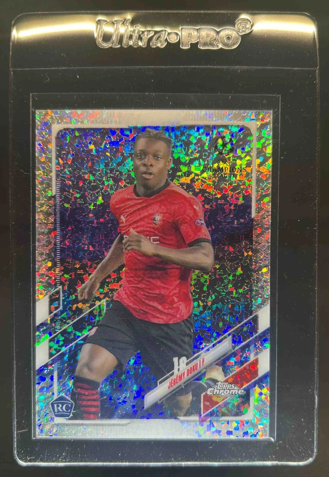 2020-21 Topps Chrome UEFA Jeremy Doku Refractor RC Speckle #2