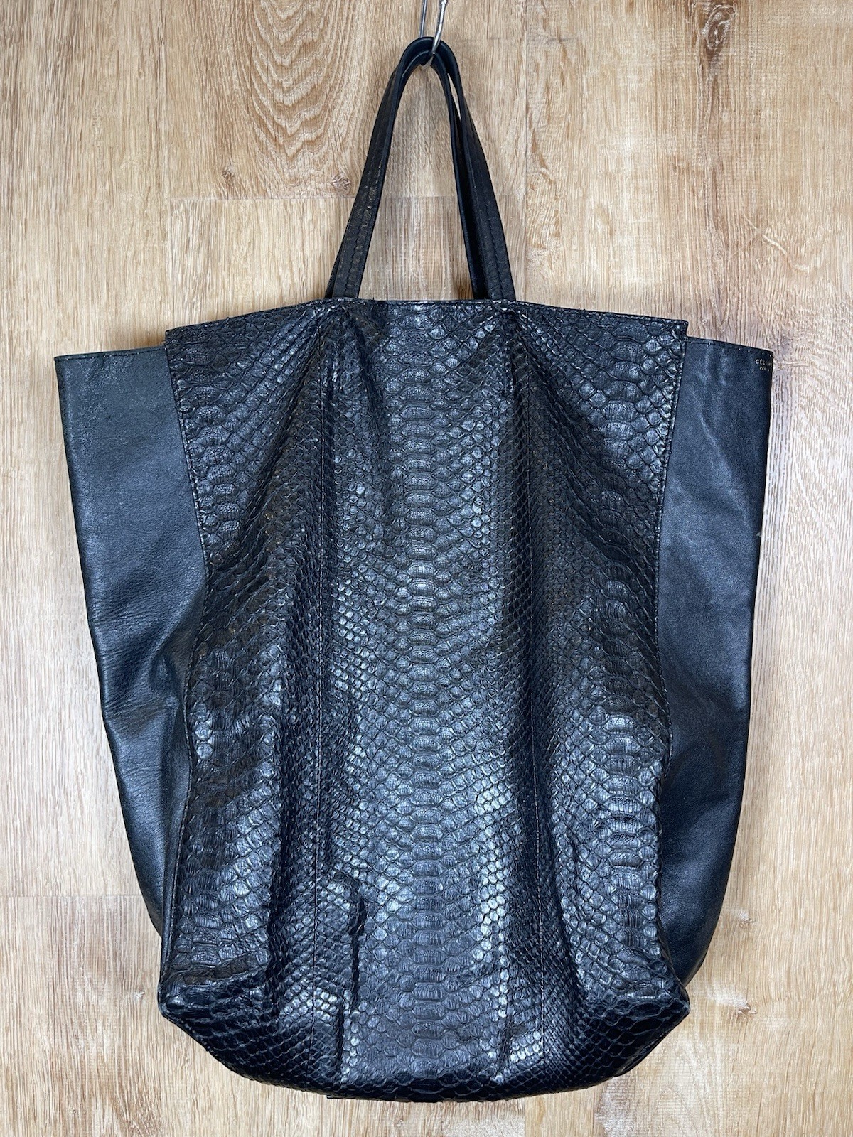 Authenticated Celine Python Leather Black Cabas T… - image 1