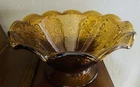 Vintage Tiara amber footed bowl with scolloped rim, Pedestal, Indiana Glass Co.