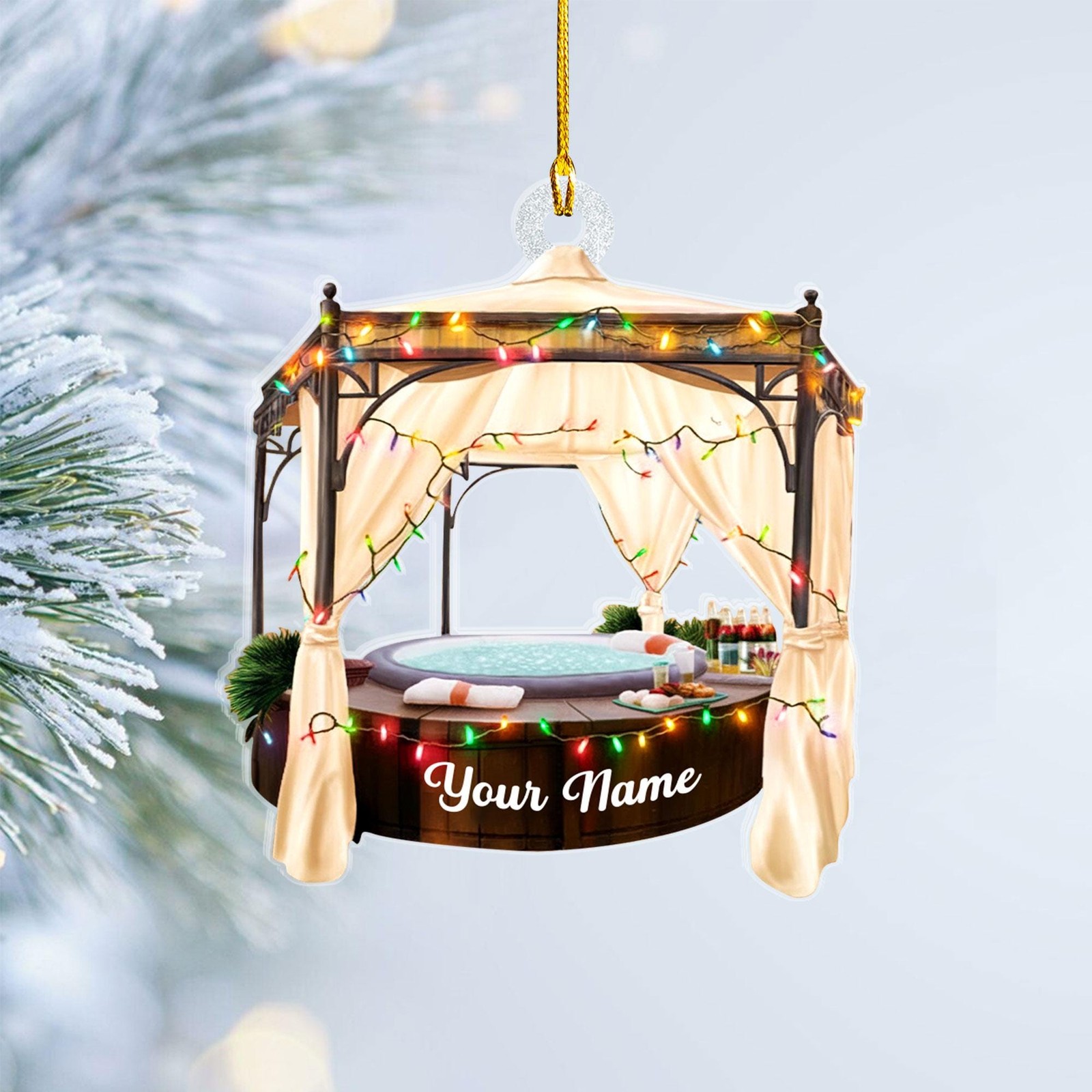 Personalized Hot Tub & Sauna Ornament, Spa & Jacuzzi Xmas Gift, Custom Tree Deco