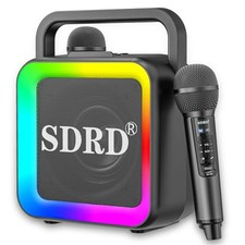 Karaoke Machine with Two Wireless Microphones, Portable Bluetooth Speaker for