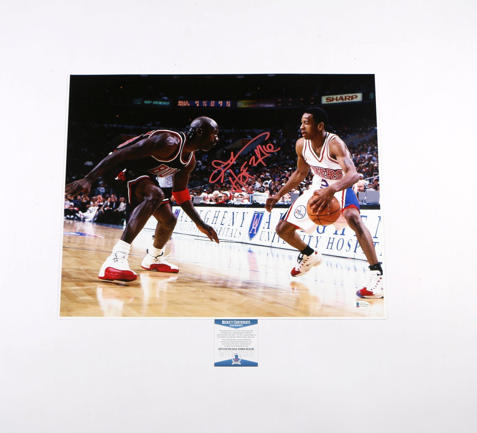Allen Iverson Signed Photo Michael Jordan Philadelphia 76ers "The Answer" Becket 