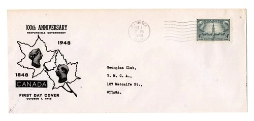 R679 Canada FDC - 1948 Responsible Government - Unusual Cachet FDC Cover -Single