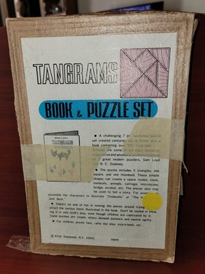 Tangram Puzzles Deluxe Wood Pieces & Book Japan 1960's