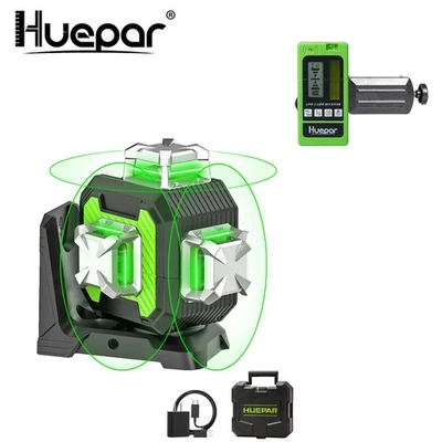 Huepar 12 Line Green Selbstnivellierender Laser-Nivellierimpulsmodus + Empfänger - Bild 1 von 4