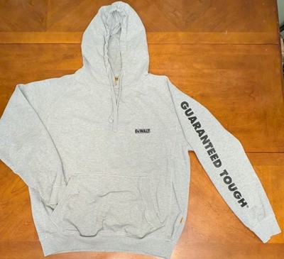 DeWalt Guaranteed Tough Hoodie Large Gray Pullover Fleece Lined Workwear Logo...