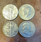 Silver Half Dollar lot of 4 (Four) Junk $2 Fave Value 90%