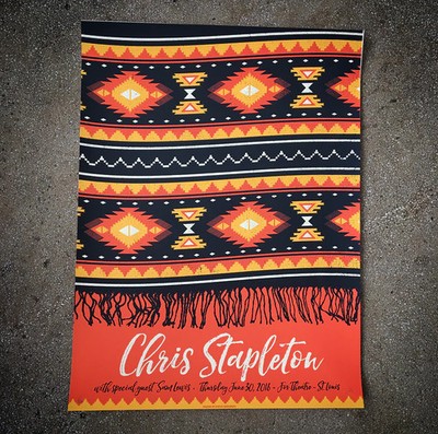 Chris Stapleton St. Louis 2016 by Justin Helton SIGNED Poster Status Serigraph