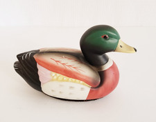 Vtg Jasco Ceramic Hand Painted Mallard Duck Decoy Figurine Lint Remove Brush