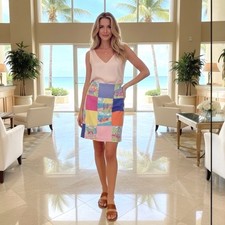 VTG Lilly Pulitzer SZ 8 Patchwork Colorful Mini Skirt Resortwear Tropical Beach