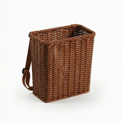 Sac à Dos Panier Tressé Panier à Dos En Rotin Rectangulaire pour Jardin, Enfants - Photo 1/4