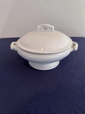 Charles Meakin Royal Ironstone White Serving Bowl with Lid England 1880's