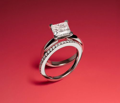 Lab Created Princess Cut Diamond 14K White Gold Finish Bridal ...