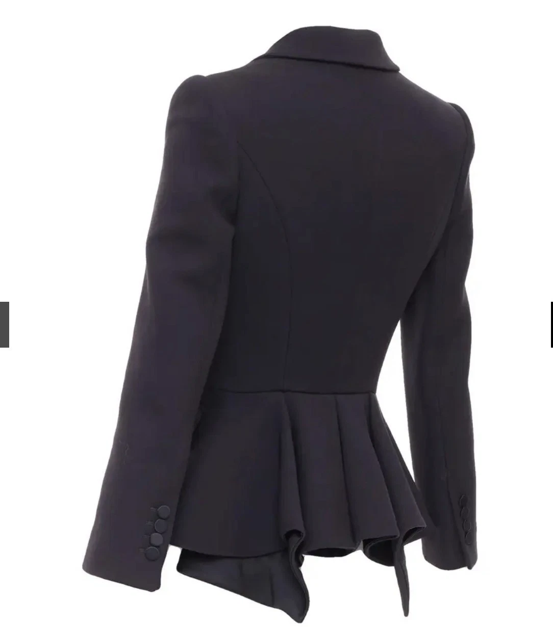 Alexander McQueen — NEW Rare Alexander Mcqueen peplum jacket Duchess Black Silk Wool Tuxedo Blazer