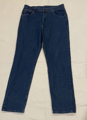 Wrangler Mens Jeans 36X34 Five Star Relaxed Fit Straight Leg Stretch Blue Denim