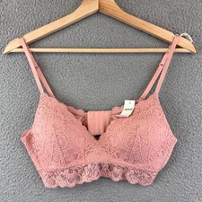 New Aerie Real Happy Wireless Lace Bralette US 34B Light Pink Adjustable Straps