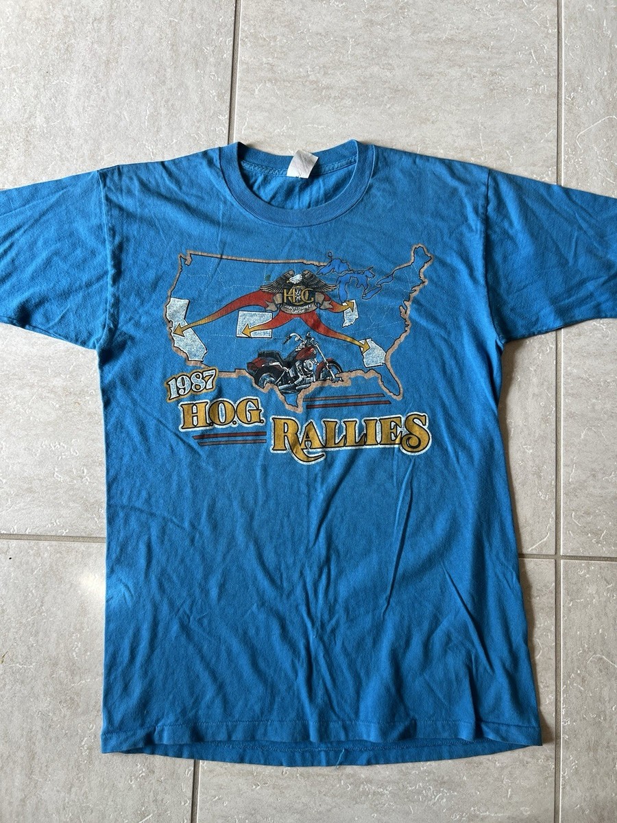 Vintage 1987 Harley Davidson HOG Rallies T-Shirt Mens L USA Single Stitch View 2