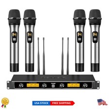 Professional 4-Channel UHF Wireless Microphones with 295ft Transmission Range