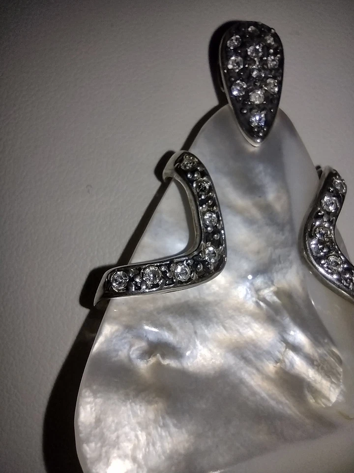 925 Sterling Silver Abalone Large With CZ Stones Pendant - Image 3 of 4