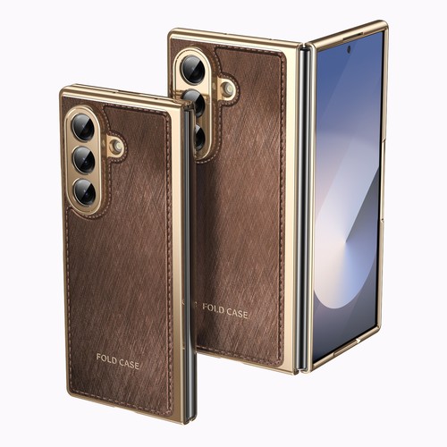 Slim Leather Plating Case Fr Samsung Z Fold6/7/5/4/3 Hinge Cover Tempered Screen - Picture 12 of 73