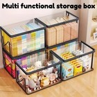 2 Pack Foldable Storage Boxes Large Plastic Organizer Bins with Lids Clear