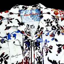 Robert Graham Geometric Colorful Floral Tropical White Short Sleeve Shirt XL