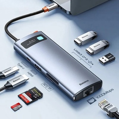 60Hz USB C Hub Type C to Ethernet Port PD 100W Adapter for Macbook Pro USB 3.0