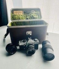 VTG Praktica LLC 35mm SLR Camera Kit W/ Case, Lenses  Accessories Untested 