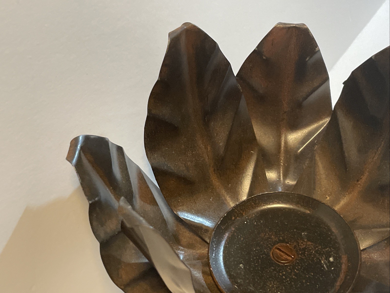 Jan Barboglio Hand Blown Glass Bowl w/ Laurel Wreath Forged Iron Lotus Marked