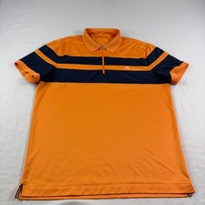 J. Lindeberg Polo Shirt Mens L Orange Golf Performance Stretch Wicking 1/4 Ziip