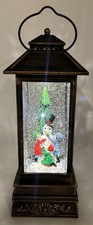 Snow Globe Lantern Light up glitter water Snow Man Christmas