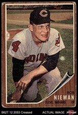 1962 Topps #182 Bob Nieman Normal Tint Indians COMMON VARIATION 1 - POOR