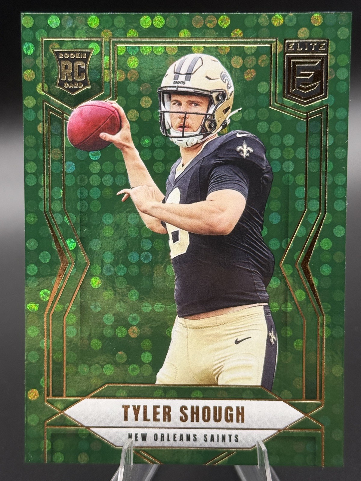 Panini 2025 Donruss Elite Tyler Shough Saints Rookie Green Disco #178