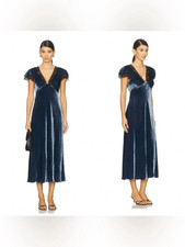 NWT RIXO Clarice velvet dress in Steel blue size XL